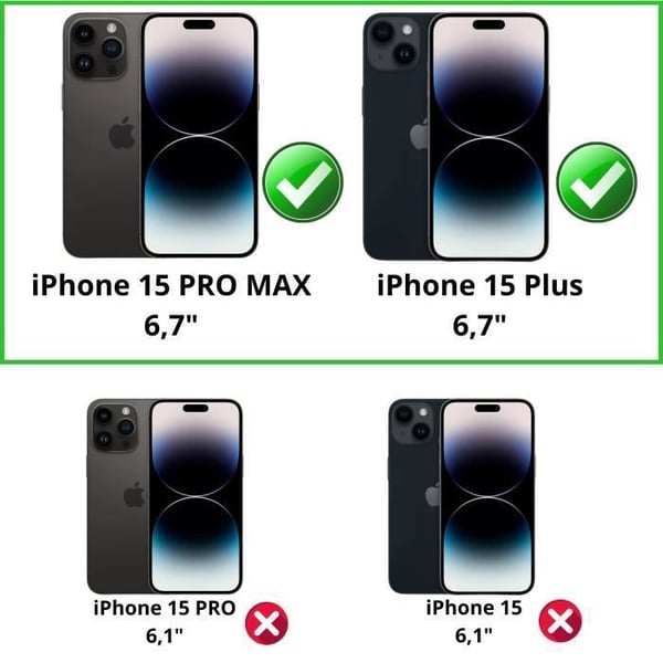 Härdat glas för iPhone 15 PLUS [Pack 2] Svart Anti-Spion Film Skyddande Skärm Phonillico®