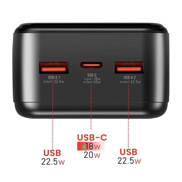 Externbatteri - SWISSTEN - Power Line II - 30000mAh - USB-C - 2 USB-portar - Snabb laddning 22.5W