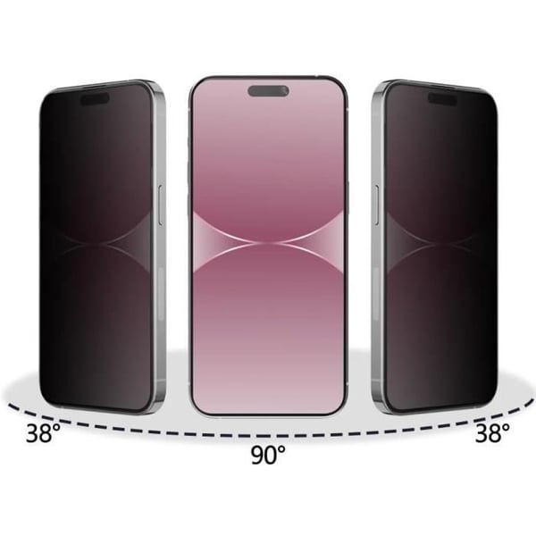 Härdat glas för iPhone 15 PLUS [Pack 2] Svart Anti-Spion Film Skyddande Skärm Phonillico®