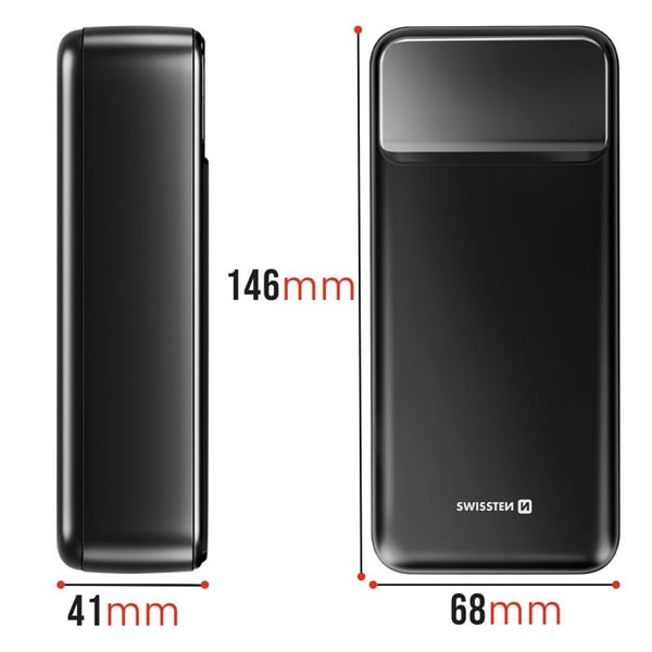 Externbatteri - SWISSTEN - Power Line II - 30000mAh - USB-C - 2 USB-portar - Snabb laddning 22.5W