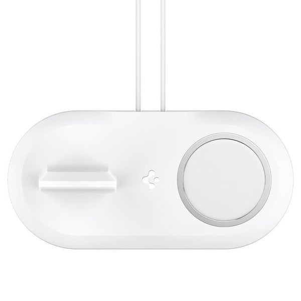 Lade Station - SPIGEN - MagFit Duo - MagSafe 15W - Apple Watch - Hvid