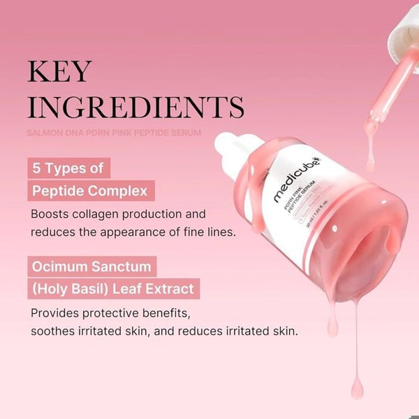 Serum - MEDICUBE - PDRN Pink Peptide Serum - 30ml - Rosenlys - Langvarig fugt - Mat hud