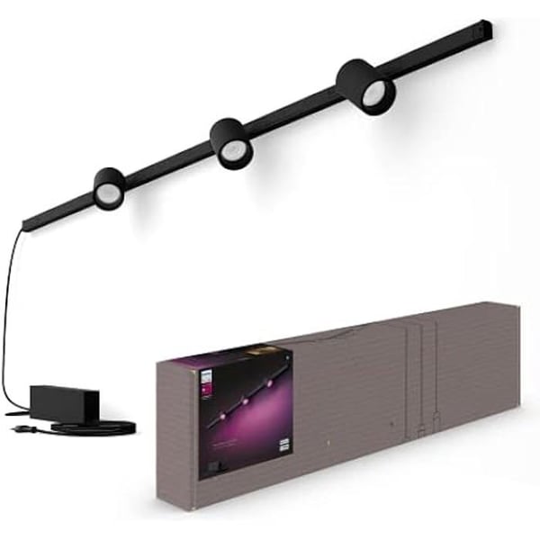 Vägglampa - PHILIPS HUE - Perifo Väggkit - 3 Cylindriska Spotlights - Svart - Bluetooth Kompatibel
