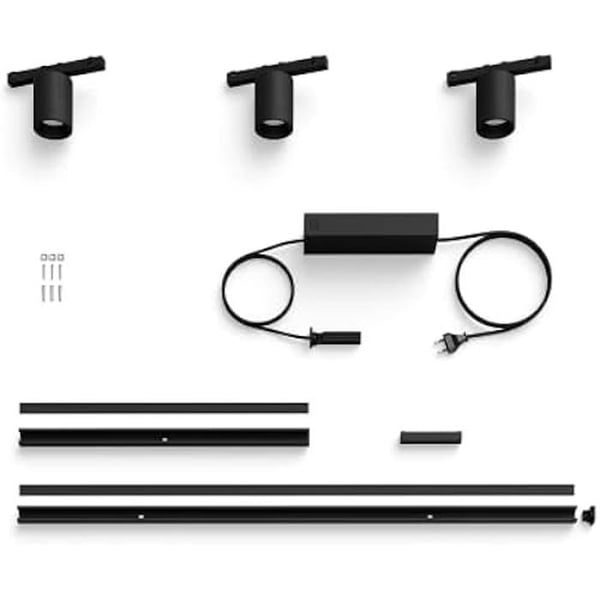 Vägglampa - PHILIPS HUE - Perifo Väggkit - 3 Cylindriska Spotlights - Svart - Bluetooth Kompatibel