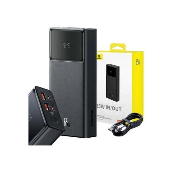Powerbank Baseus 20000mAh 65W Svart Display Snabb USB-C Multenhet