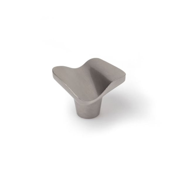 Möbelknoppar - Wave - Borstad Zamak - Modern modell - Set om 4