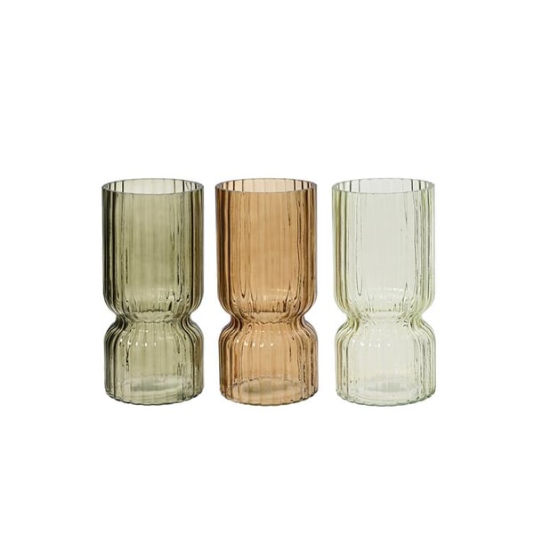 Vågformad glasvas, ø11x23cm, 3 färger. Basics