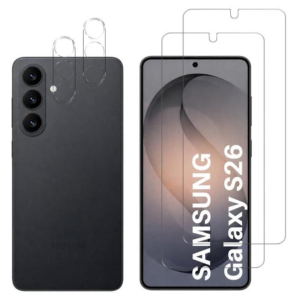 Härdat glas för Samsung Galaxy S26 och kameraskydd [Pack 2] skyddsglas Phonillico®