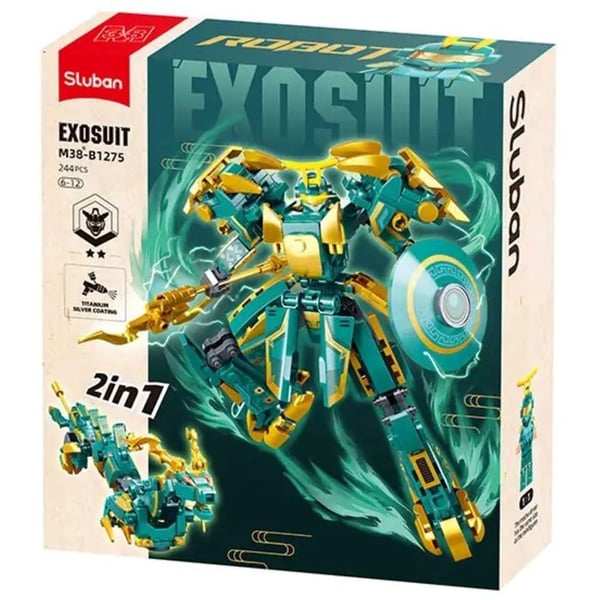 Byggklossar - SLUBAN - 2-i-1 Mecha Robot grön gul - 244 bitar - Grön/gul - Från 6 år