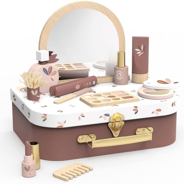 Skönhetslåda - SPEEDY MONKEY - TOOPIZ - 12 FSC-träaccessoarer - Kompakt väska - Från 3 år