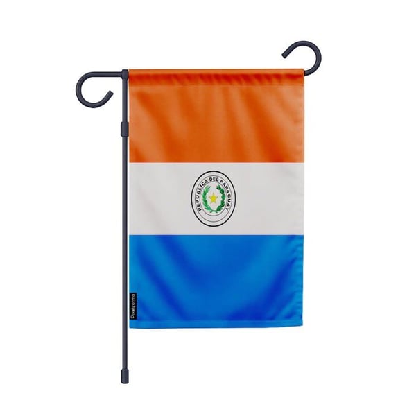 Paraguays Trädgårdsflagga – 32 x 47,5 cm – Hållbar Polyester – Horisontell Format – Utomhus – Pixelforma