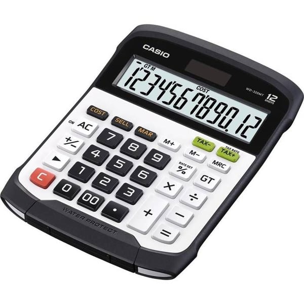 Skrivbordsräknare - CASIO - WD320MT - Vit - Solar och batteri - Avtagbart tangentbord