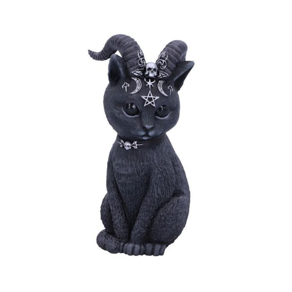 Dekorativt objekt - NEMESIS NOW - Pawzuph Horned Occult Cat Figurin - Vit - Plast - Resin