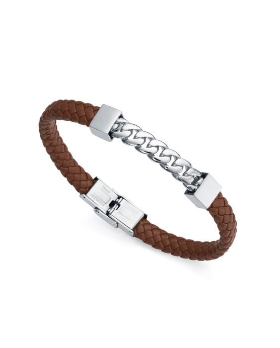 Armband - Viceroy Beat 75325P01011 - Stål - Brunt läder - Längd 21,5 cm