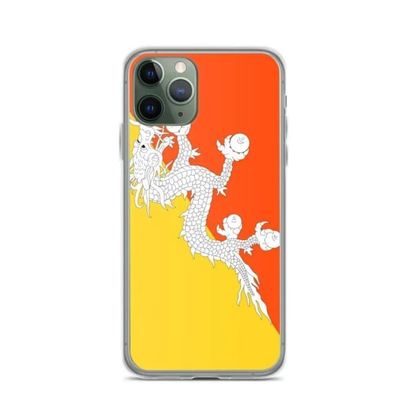 Mobilskal – Bhutanflagga – Kompatibel med iPhone 11 Pro – Mjukt etui – Stötsäkert och slitstarkt – Silikon – Pixelforma