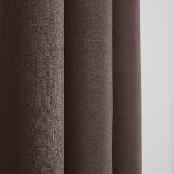 Pär av Dubbelgardiner med ögla "linne-effekt" Choco 140 x 260 cm Moonlight deco