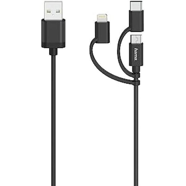 Micro-USB-kabel 3 i 1 - HAMA - USB-C- och Lightning-adapter - 0,75 m - USB 2.0