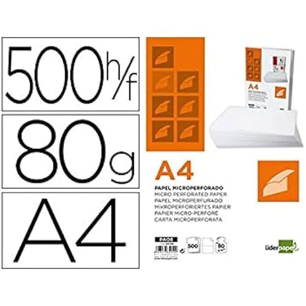 Papier - LIDERPAPEL - 64198 - Pack om 500 ark - A4 - 80 g/m2 - Vit