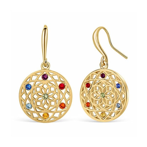 Eleganta örhängen i guldplätering med Chakra Flower-kristaller 40191.MLT.G