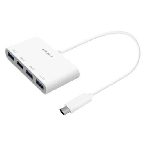 Koncentrator (hubb) - MACALLY - UCHUB4 - USB 3.0 (3.1 Gen 1) Typ-C - USB 3.0 (3.1 Gen 1) Typ-A - 0,12 m