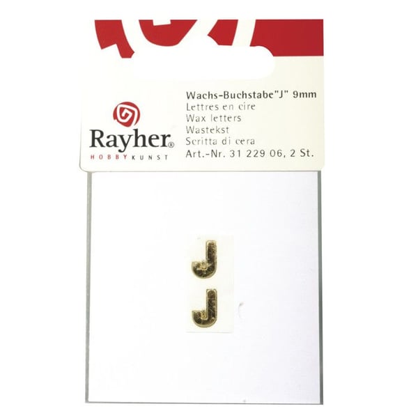 Vaxbrev - RAYHER - J - Guld - 9mm - 2 stycken
