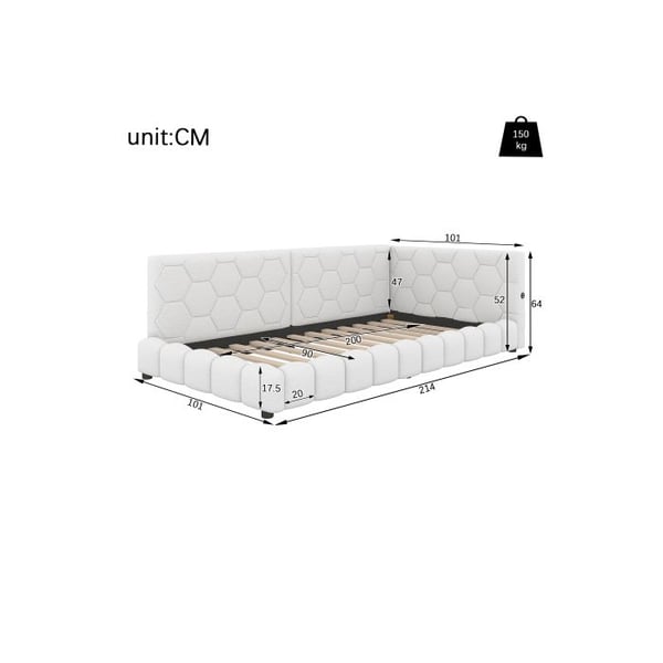 Dagbed - MUVOE - 90x200 cm - 16 LED-farver - USB-oplader - Nem montering