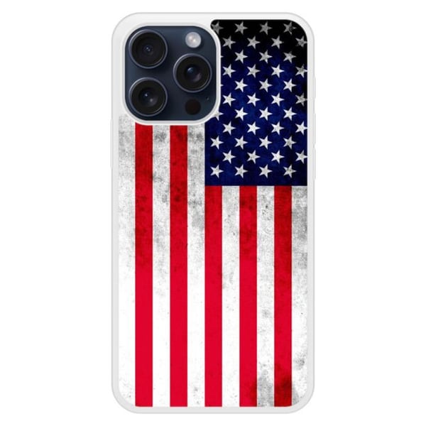Siliconeförstärkt skyddsomslag kompatibelt med Apple iPhone 15 Pro Max USA-flagga