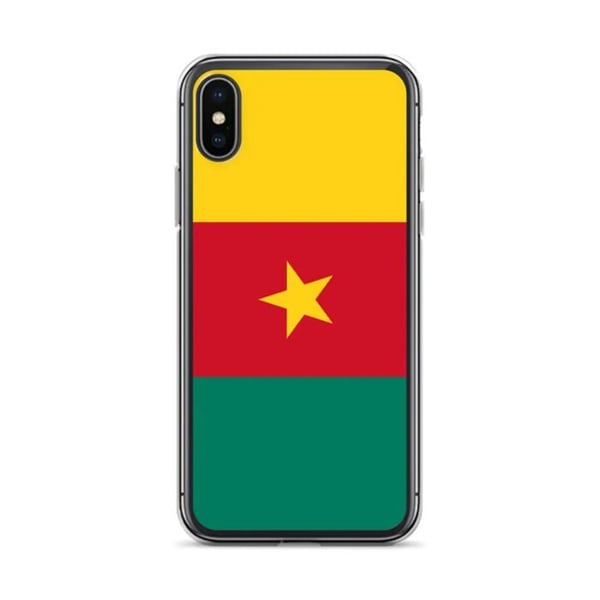 Mobilskal – Kameruns flagga – Kompatibel med iPhone X – Mjukt fodral – Slitstarkt och stöttåligt – Silikon – Pixelforma