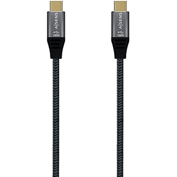 AISENS - A107-0670 - USB 3.2 Gen2x2 20Gbps 5A 100W E-märkt kabel, typ USB-C/M-USB-C/M, grå, 0,6 m