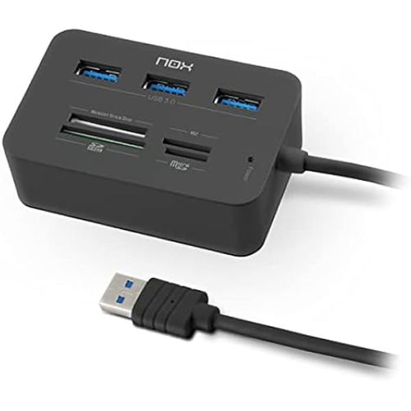NOX USB 3 komplett kortläsare -NXLITERDRONE- USB HUB och kortläsare, kompatibel med de flesta kort, USB 3.0,