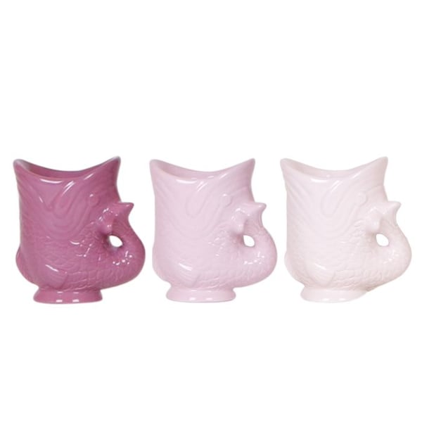 Trio av cache-pots "fisk" - 3 cache-pots i matchande färger - passar för krukor på 6 cm - lila - lila - rosa