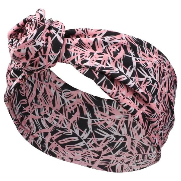 Bandeau Turban - AVIZAR - Tryckt Tropiska Löv - Mjuk Bomull - Bekväm Sträcka - Rosa