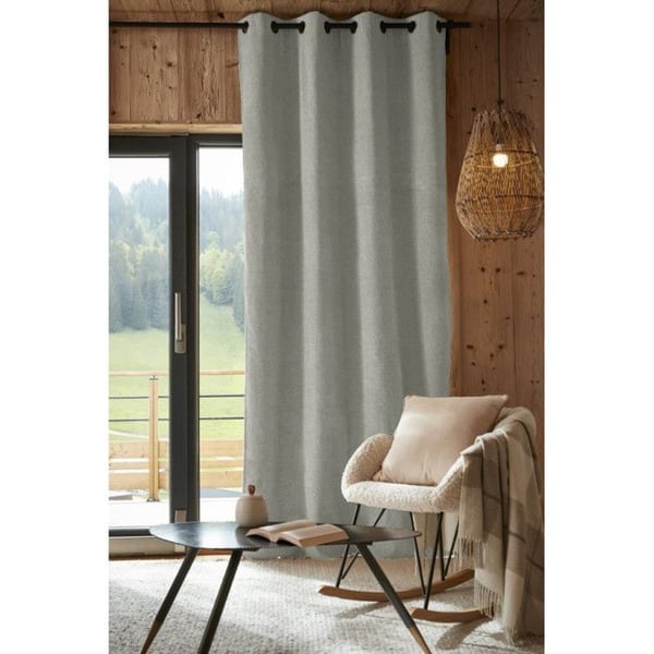 Set med 2 ljud- och termiskt dämpande polar-fodrade gardiner "Bjorn" 100% ogenomskinliga - Bjorn Eucalyptus - 2 Ogenomskinliga Paneler +