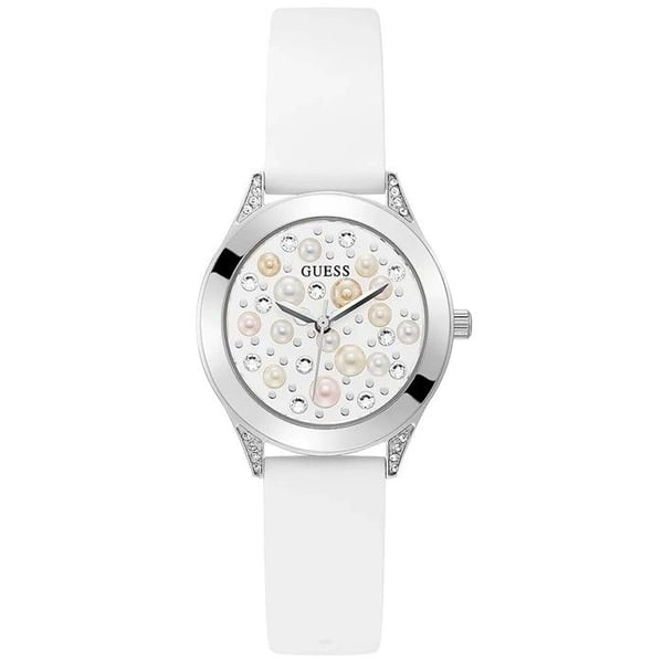Damklocka - Guess - GW0381L1 - Kvarts - Silver - Vit silikon
