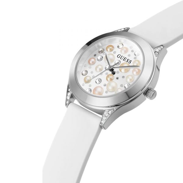 Damklocka - Guess - GW0381L1 - Kvarts - Silver - Vit silikon