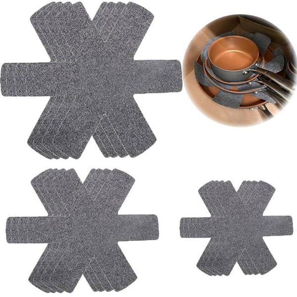 12-pack Stekpanneunderlägg i Filtn material - Stapelbar skydd - Värmebeständig - Justerbar storlek