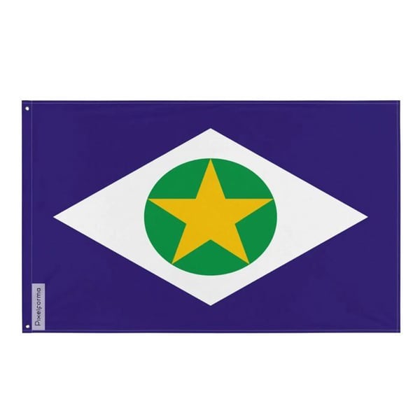 Mato Grosso Flagga – 192 x 288 cm – Motståndskraftig Polyester – 2 Metallöglor – Inomhus / Utomhus – Pixelforma