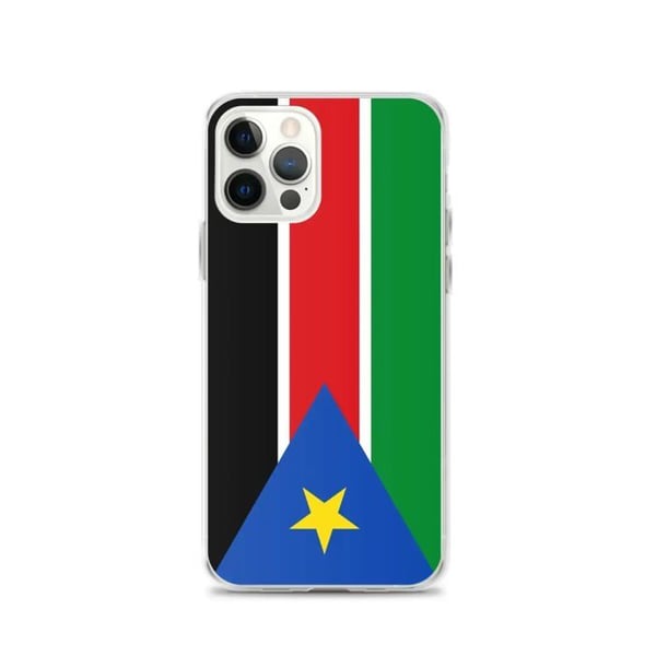 Telefontillbehör – Sydsudans flagga – Kompatibel med iPhone 12 Pro – Mjuk skydd – Stöttålig och hållbar - Silikon - Pixelforma