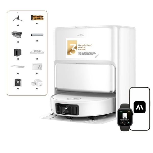 Robotdammsugare - Mova - Z60 Ultra Roller - Sugning 26 000 Pa - HydroForce Tvätt - MaxiReach Teknik