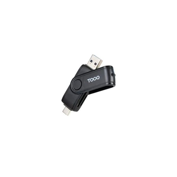 Kortläsare - TooQ - TQR-3003B - USB-C 2.0 + USB-A 3.0 - SD/TF - Svart