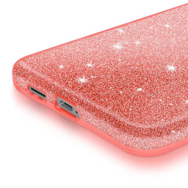 Etui för Galaxy S25 Edge, Bimaterialdesign och Röd Glittrande Finish