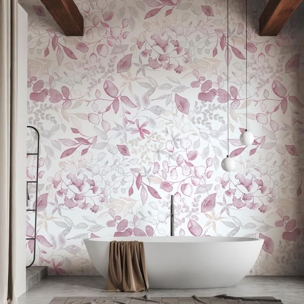 Papper tapet non-woven 396922 fuchsia grå vit blommor floralt akvarell Dreams A.S. Creation