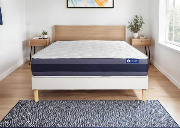 Madrass- och boxspringset 160x210 cm - Actimemo Morpho - Vitt boxspringkit