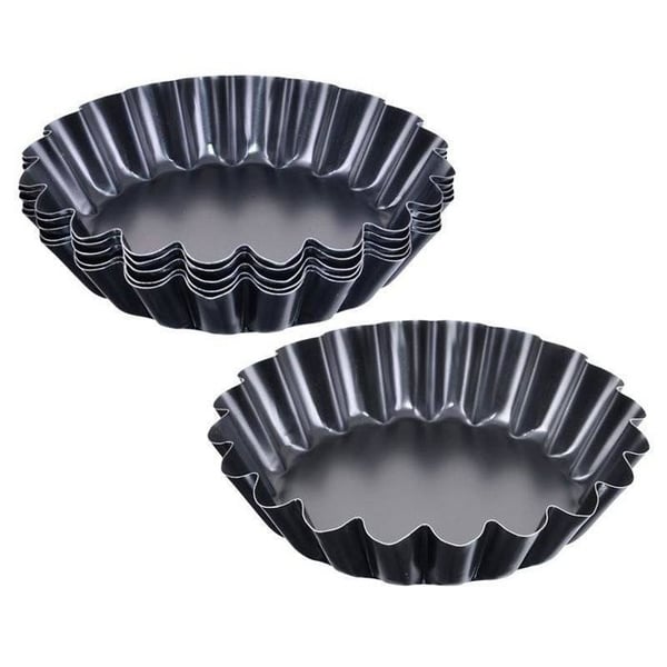 Metall tartlettformar - ORION - Set om 6 - 9 cm i diameter - Non-stick - Vågor kanter