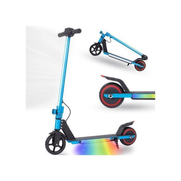 El-scooter til børn - Leawin - Rækkevidde 5 - 8KM - Max 14KM/H - Bluetooth - Elektronisk bremsesystem - Blå.