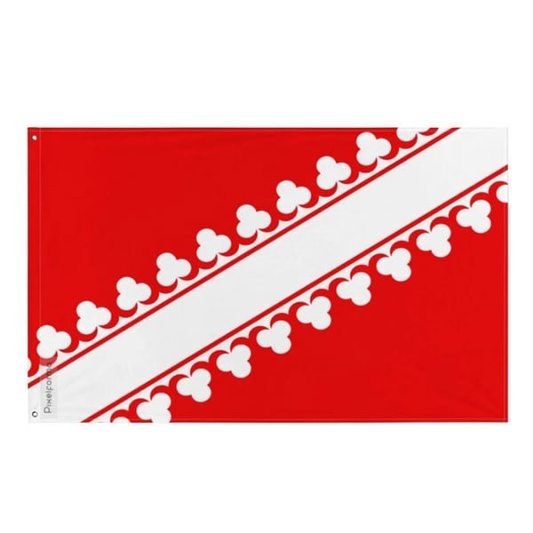Bas-Rhin-flagga – 128 x 192 cm – Hållbar polyester – 2 metallöglor – Inomhus / Utomhus – Pixelforma