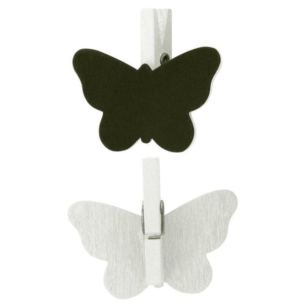 MégaCréa DIY - Krittavla fjäril klämmor vit 4,2 x 2 cm 6 stycken