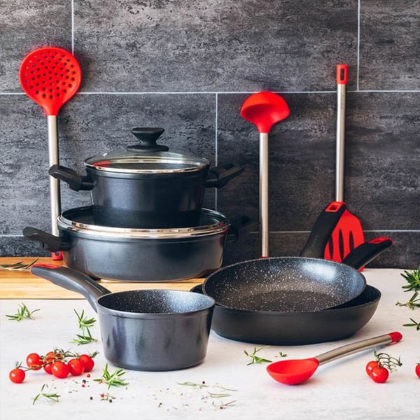 MONIX Titan Rock | Grill 28 cm med ränder, smidd aluminium, full induktionsbotten, anti-klistret in- och utvändigt, kompatibel