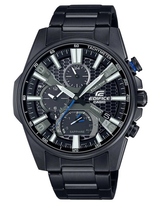 Klocka - Casio - EQB-1200DC-1AER - Kvarts - Kronograf - Rostfritt stål Svart