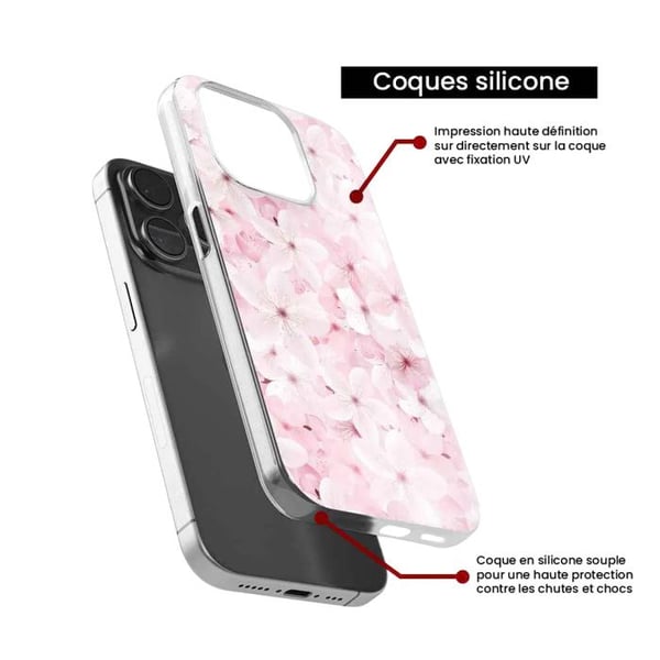 Tryckt silikonfodral som är kompatibelt med Apple iPhone 13 Pro Sakura